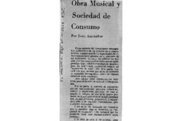 Obra Musical y Sociedad de Consumo Obra Musical y Sociedad de Consumo
