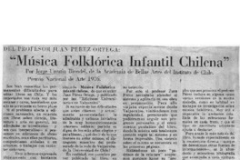 Música folklórica infantil chilena Del profesor Juan Pérez Ortega Música folklórica infantil chilena Del profesor Juan Pérez Ortega