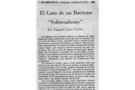El Caso de un Barítono "Sobresaliente" El Caso de un Barítono "Sobresaliente"