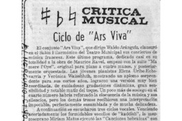 Crítica Musical Ciclo de "Ars Viva" Crítica Musical Ciclo de "Ars Viva"