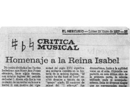 Crítica Musical Homenaje a la Reina Isabel Crítica Musical Homenaje a la Reina Isabel