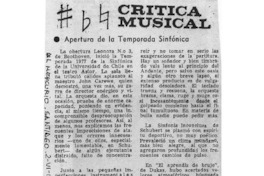 Crítica Musical apertura de la temporada sinfónica Crítica Musical apertura de la temporada sinfónica