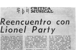 Crítica Musical Reencuentro con Lionel Party Crítica Musical Reencuentro con Lionel Party