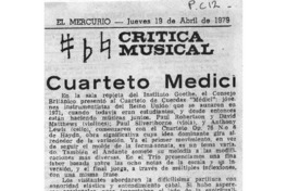 Crítica Musical Cuarteto Medici Crítica Musical Cuarteto Medici