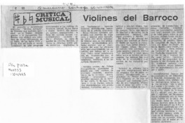 Crítica Musical Violines del Barroco Crítica Musical Violines del Barroco