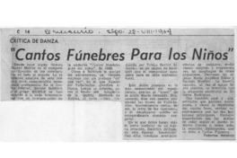 Crítica de Danza "Cantos Fúnebres para los Niños" Crítica de Danza "Cantos Fúnebres para los Niños"