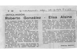 Crítica Musical Roberto González - Elisa Alsina Crítica Musical Roberto González - Elisa Alsina