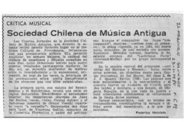 Crítica Musical Sociedad Chilena de Música Antigua Crítica Musical Sociedad Chilena de Música Antigua