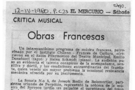 Crítica Musical Obras Francesas Crítica Musical Obras Francesas