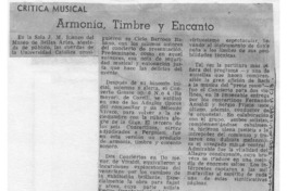 Crítica Musical Armonía, Timbre y Encanto Crítica Musical Armonía, Timbre y Encanto