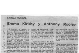 Crítica Musical Emma Kirkby y Anthony Rooley Crítica Musical Emma Kirkby y Anthony Rooley