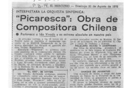"Picaresca": obra de compositora chilena Interpretará la Orquesta Sinfónica "Picaresca": obra de compositora chilena Interpretará la Orquesta Sinfónica
