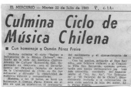 Culmina Ciclo de Música Chilena Con homenaje a Osmán Pérez Freire Culmina Ciclo de Música Chilena Con homenaje a Osmán Pérez Freire