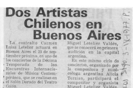 Dos Artistas Chilenos en Buenos Aires Dos Artistas Chilenos en Buenos Aires