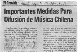 Importantes medidas para difusión de música chilena Importantes medidas para difusión de música chilena