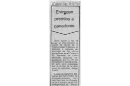 Entregan premios a ganadores Entregan premios a ganadores