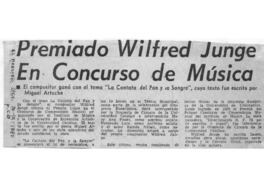 Premiado Wilfred Junge en concurso de música Premiado Wilfred Junge en concurso de música