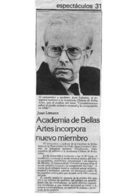 Academia de Bellas Artes incorpora nuevo miembro Juan Lémann