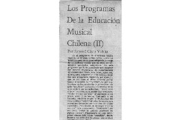 Los programas de la educación musical chilena (II) Los programas de la educación musical chilena (II)