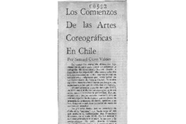 Los Comienzosde las artes Coreográficas en Chile Los Comienzosde las artes Coreográficas en Chile