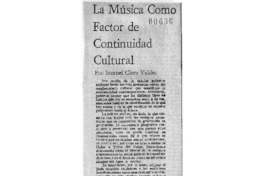 La Música como factor de continuidad cultural La Música como factor de continuidad cultural