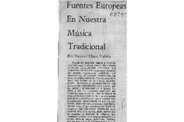 Fuentes europeas en nuestra música tradicional Fuentes europeas en nuestra música tradicional
