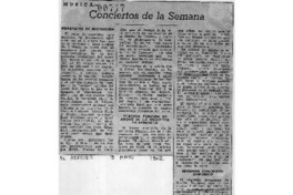 Conciertos de la semana Conciertos de la semana