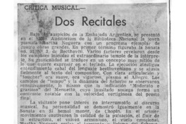 Dos recitales Crítica Musical Dos recitales Crítica Musical