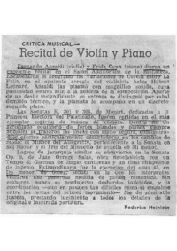 Recital de violín y piano Crítica Musical Recital de violín y piano Crítica Musical