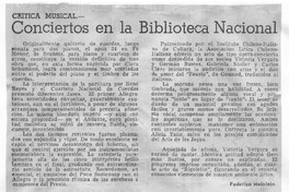 Conciertos en la Biblioteca Nacional Crítica Musical Conciertos en la Biblioteca Nacional Crítica Musical