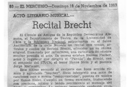 Recital Brecht Acto Literario-musical Recital Brecht Acto Literario-musical