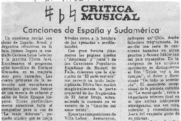 Canciones de España y Sudamérica Crítica musical Canciones de España y Sudamérica Crítica musical
