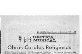 Obras corales religiosas Crítica musical Obras corales religiosas Crítica musical