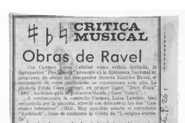 Obras de Ravel Crítica Musical Obras de Ravel Crítica Musical