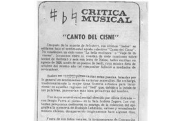 "Canto del Cisne" Crítica Musical "Canto del Cisne" Crítica Musical