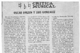 Oscar Ohlsen y Luis Gonzalez Crítica Musical Oscar Ohlsen y Luis Gonzalez Crítica Musical