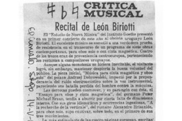Recital de León Biriotti Crítica Musical Recital de León Biriotti Crítica Musical