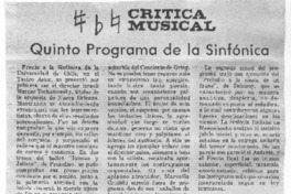 Quinto programa de la sinfónica Crítica Musical Quinto programa de la sinfónica Crítica Musical