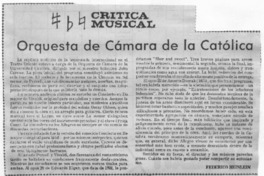 Orquesta de cámara de la Católica Crítica musical Orquesta de cámara de la Católica Crítica musical