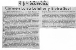 Carmen Luisa Letelier y Elvira Savi Crítica musical Carmen Luisa Letelier y Elvira Savi Crítica musical