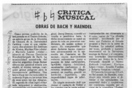 Obras de Bach y Haendel Crítica Musical Obras de Bach y Haendel Crítica Musical