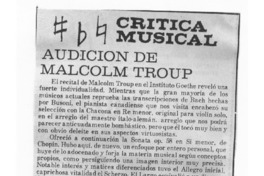 Audición de Malcolm Troup Crítica Musical Audición de Malcolm Troup Crítica Musical
