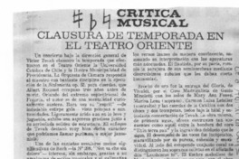Clausura de Temporada en el Teatro Oriente Crítica Musical Clausura de Temporada en el Teatro Oriente Crítica Musical