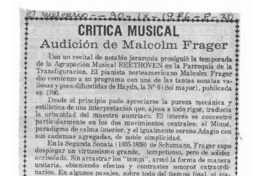 Audición de Malcolm Frager Crítica Musical Audición de Malcolm Frager Crítica Musical