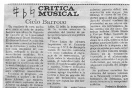 Ciclo Barroco Crítica Musical Ciclo Barroco Crítica Musical