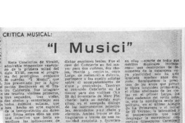 Crítica Musical "I Musici" Crítica Musical "I Musici"