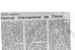 Crítica Musical Festival Internacional de Coros Crítica Musical Festival Internacional de Coros