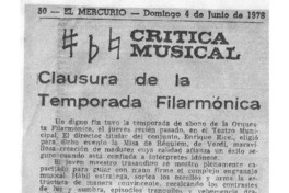 Crítica Musical Clausura de la temporada Filarmónica Crítica Musical Clausura de la temporada Filarmónica