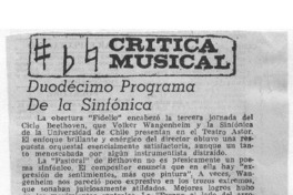 Duodécimo Programa de la Sinfónica Crítica Musical Duodécimo Programa de la Sinfónica Crítica Musical
