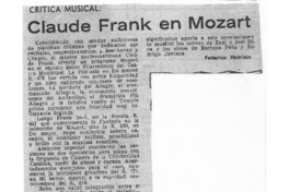 Claude Frank en Mozart Crítica Musical Claude Frank en Mozart Crítica Musical